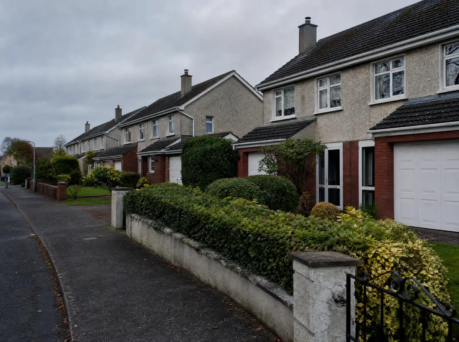 1990s estate of semi-detached houses with integral garages in Maynooth, County Kildare