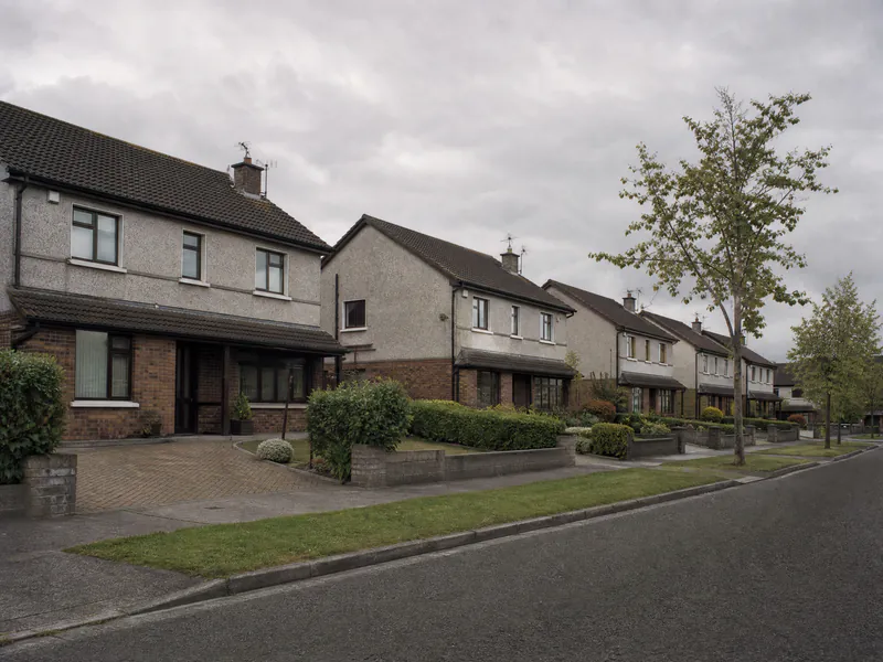 Estate street of 1980s and 1990s semi-detached houses in Swords, north County Dublin